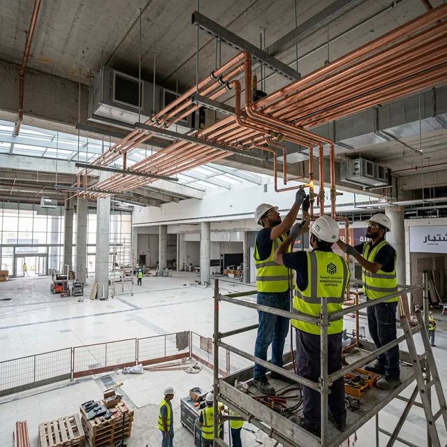 تمديد نحاس مكيفات لمجمع تجاري بحي الياسمين الرياض