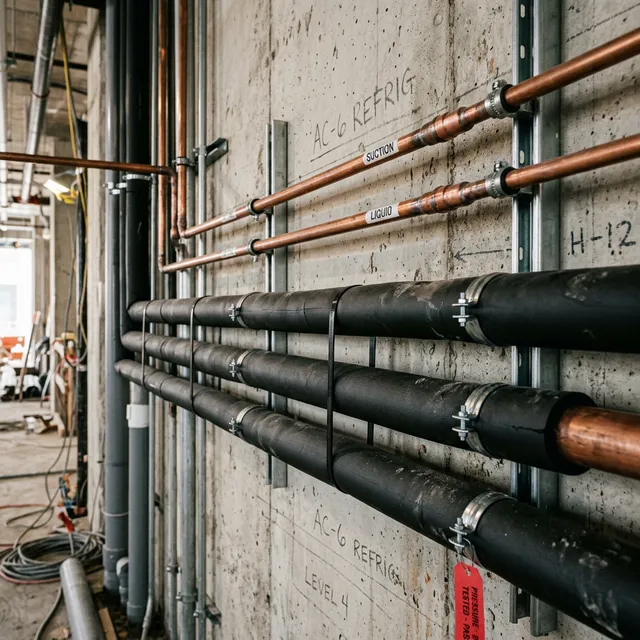 تجهيز عمارة سكنية بمكيفات سبلت و نحاس مولر