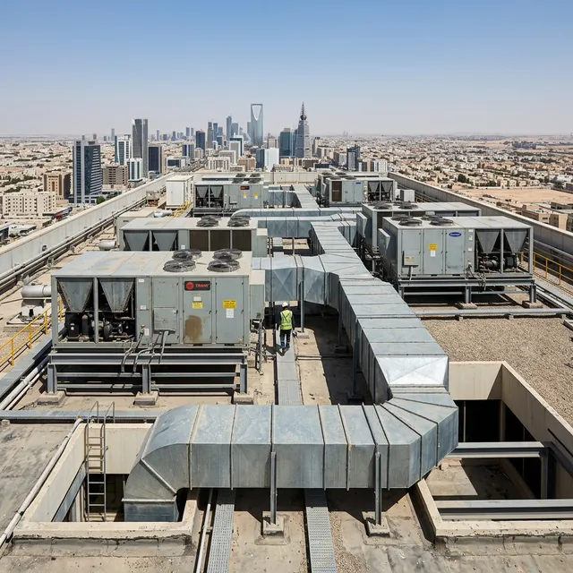 تركيب التكييف المركزي والدكت لمقر شركة بحي العليا