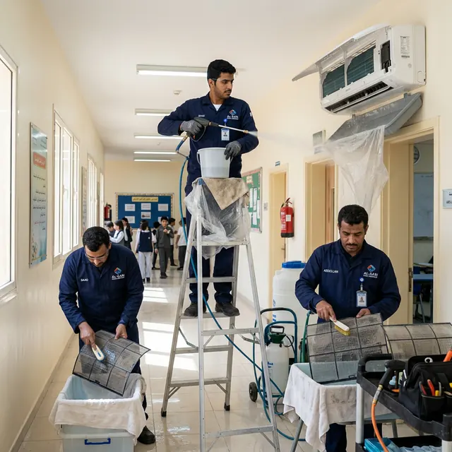 عقد صيانة دورية لمكيفات مدرسة أهلية بشرق الرياض